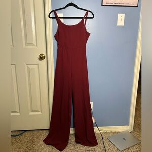 Blue Blush Dark Red Jumpsuit with Tie in Back